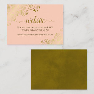 Carte D'accompagnement Coral Peach with Gold Floral Lace Mariage Website