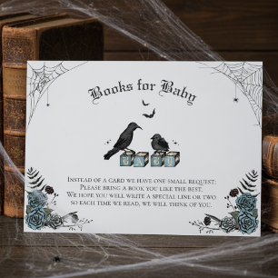 Carte D'accompagnement Corbeau noir et blanc Baby shower gothique Livres