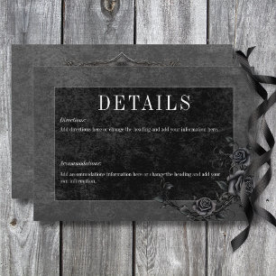 Carte D'accompagnement Corbeau noir gothique et Rose noir Détails du Mari