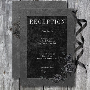 Carte D'accompagnement Corbeau noir gothique & Roses noirs Réception de m