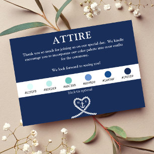 Carte D'accompagnement Corde de Coeur Bleu Nautique Monogramme Mariage At