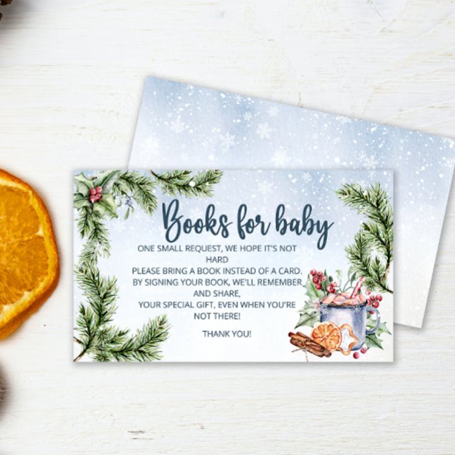 Carte D'accompagnement Cosy Winter Hot Cocoa Livres neige pour billet béb (Créateur téléchargé)