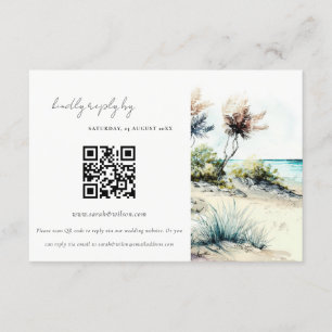 Carte D'accompagnement Côte Palm Beach Mariage marin QR Code RSVP