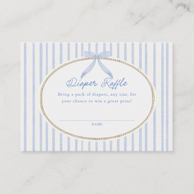 Carte D'accompagnement Cottage Blue Baby Shower Diaper Raffle (Devant)