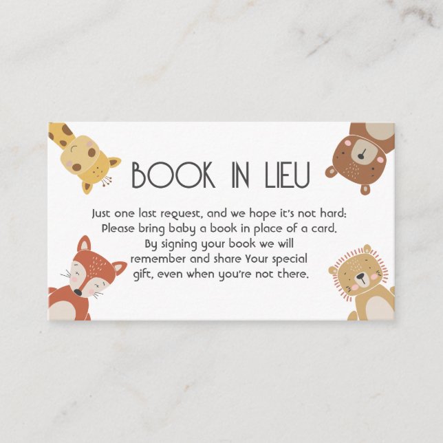 Carte D'accompagnement Couche bohème Livre en lieu et place de cadeau de  (Devant)