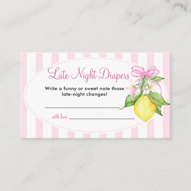 Carte D'accompagnement Couche-culotte de nuit Ticket de jeu de citrons (Devant)