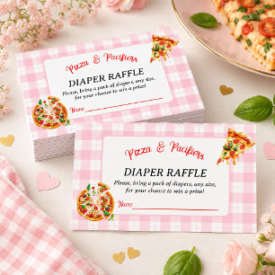 Carte D'accompagnement Couche de Baby Shower Rose à carreaux roses Pizza