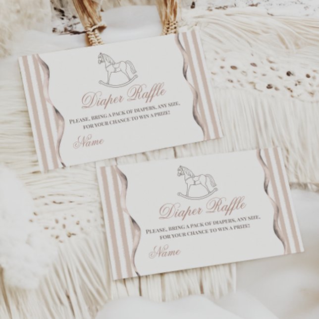 Carte D'accompagnement Couche de bébé Fête de Naissance Cheval à Bascule  (Créateur téléchargé)