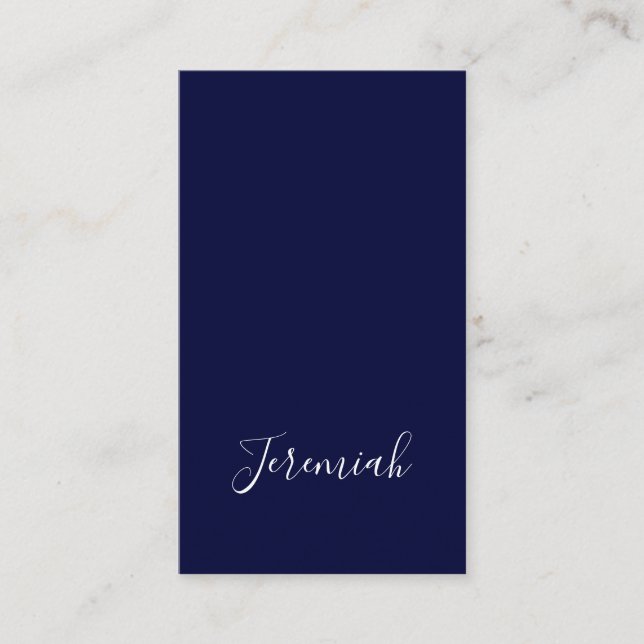 Carte D'accompagnement Couleur bleu marine Calligraphie moderne simple pr (Devant)