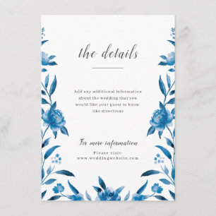 Carte D'accompagnement Couleur bleue et blanche détails de la mariage fle