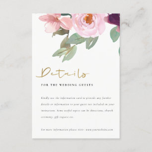 CARTE D'ACCOMPAGNEMENT COULEUR D'EAU ROSE ROSE BLUSH DÉTAIL MARIAGE FLORA