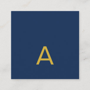 Carte D'accompagnement Couleur Or & Bleu Monogramme Initial Professionnel