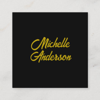 Carte D'accompagnement Couleur Or Noir Moderne Minimaliste Nom Manuscrit