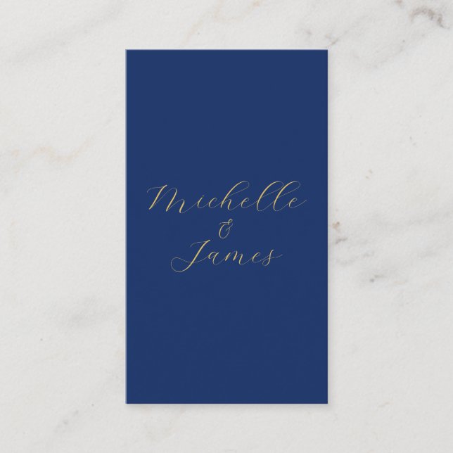 Carte D'accompagnement Couleurs Bleu & Or Nom Professionnel Tendance Mode (Devant)