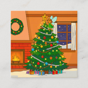 CARTE D'ACCOMPAGNEMENT COULEURS DE DESSIN ANIMÉ BRILLANTES POUR SAPIN DE