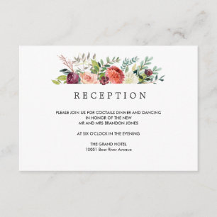 Carte D'accompagnement Country Bloom Autumn MARIAGE Salle de réception