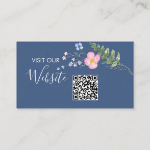 Carte D'accompagnement Country Blue Rustic Mariage Website Code QR