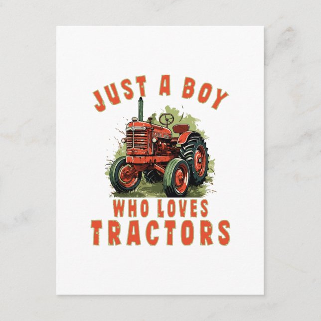 Carte D'accompagnement Country Life Boy qui aime les tracteurs (Devant)