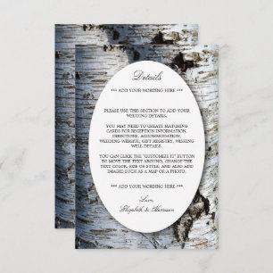 Carte D'accompagnement Country Rustic Birch Tree Mariage détails