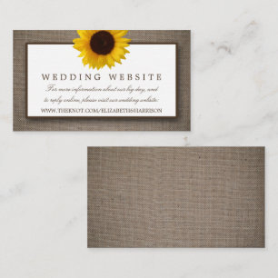 Carte D'accompagnement Country Rustic Sunflower & Burlap Site Mariage