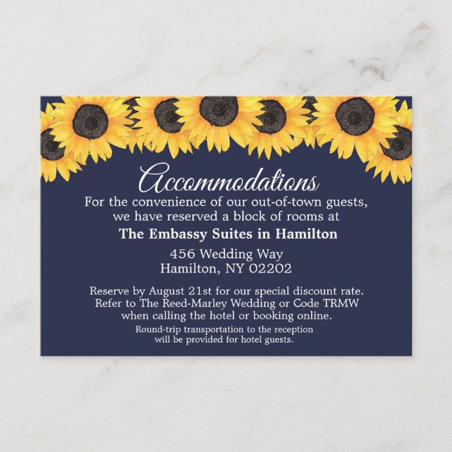 Carte D'accompagnement Country Sunflower Blue Hcomodations Card (Devant)