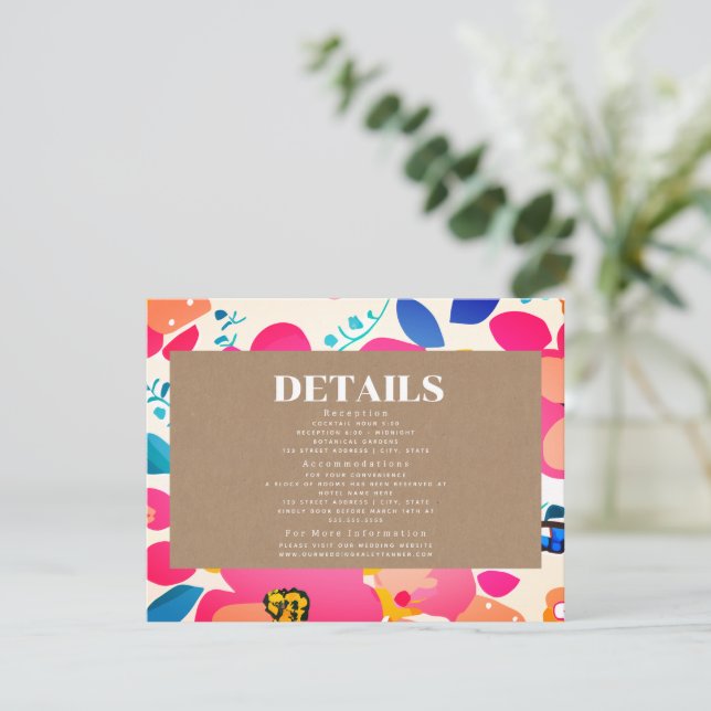 Carte D'accompagnement Coupes Lumineuses Fleur Mariage Réception Détails (Debout devant)