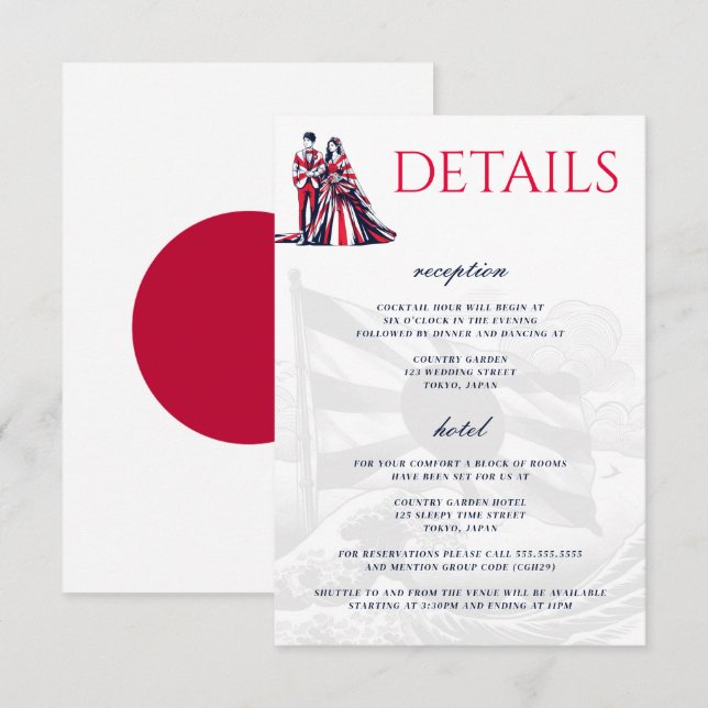 Carte D'accompagnement Couple Japon (Devant / Derrière)