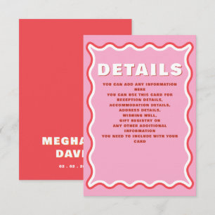 Carte D'accompagnement Courbe ondulée rouge orange rouge Mariage