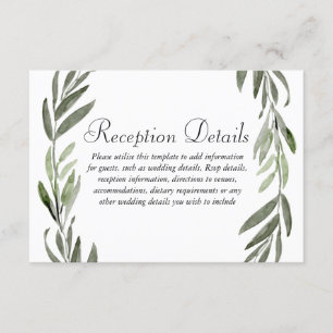 Carte D'accompagnement Couronne de feuilles vertes détails de réception d