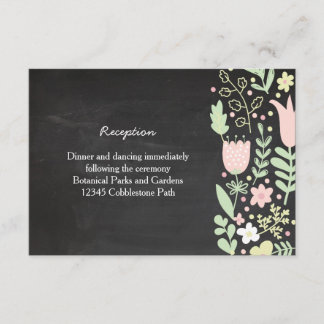 Carte D'accompagnement Couronne de fleurs Boho Mariage tableau noir rusti