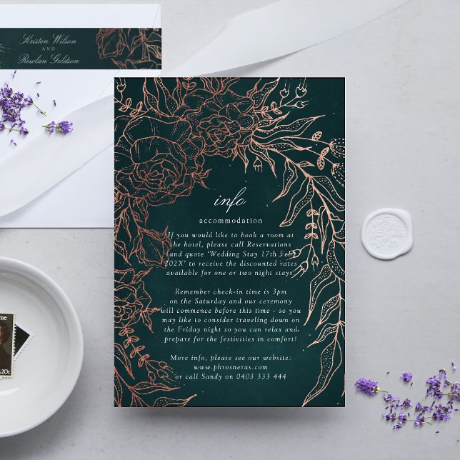 Carte D'accompagnement Couronne de fleurs d'émeraude modifiable en feuill (DETAILS showcasing suite - additional items (bought separately))