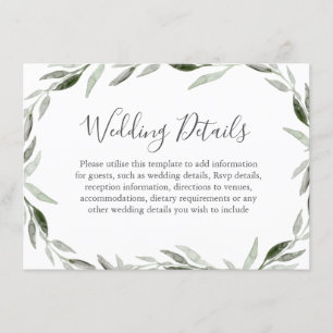 Carte D'accompagnement Couronne de mariage aux détails de feuille verte a