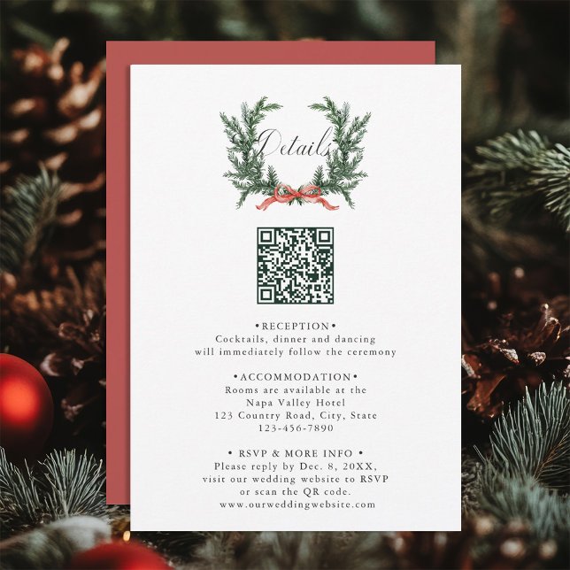 Carte D'accompagnement Couronne de mariage en pin à feuilles persistantes (Créateur téléchargé)
