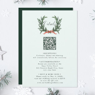 Carte D'accompagnement Couronne de mariage en pin avec QR Code Détails Ve