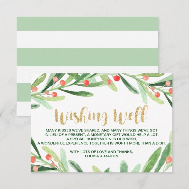 Carte D'accompagnement Couronne de mariage puits de souhaits de houx de N (Devant / Derrière)