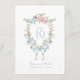 Carte D'accompagnement Couronne de monogramme de table élégante florale