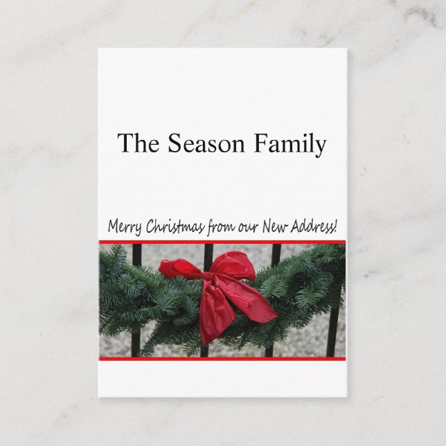 Carte D'accompagnement Couronne de Noël sur la porte nouvelle adresse (Devant)