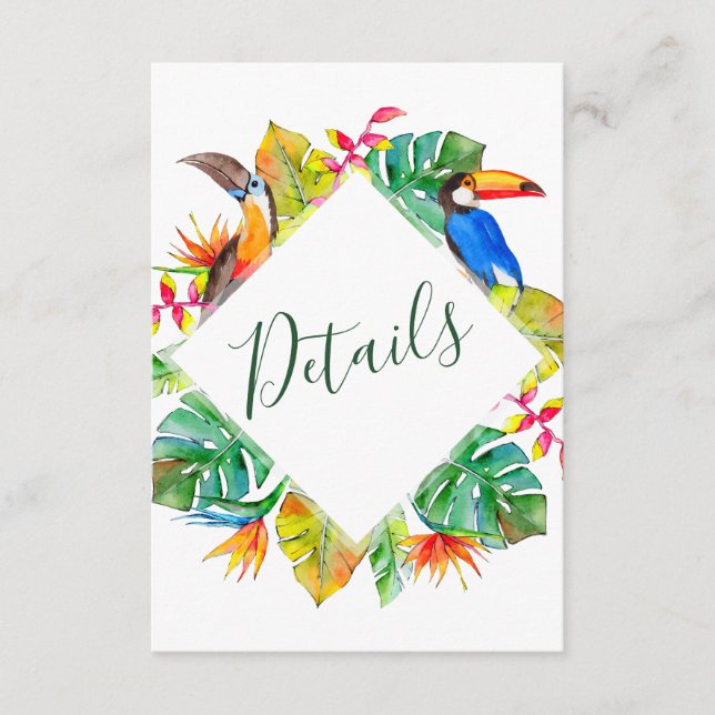Carte D'accompagnement Couronne de paradis tropical Détails Mariage Enclo (Devant)