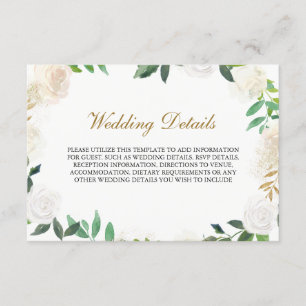 Carte D'accompagnement Couronne de réception de mariage à l'aquarelle dor