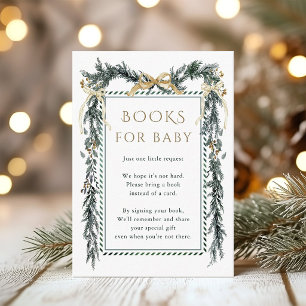 Carte D'accompagnement Couronne de sapin de Noël en or pour livres pour b