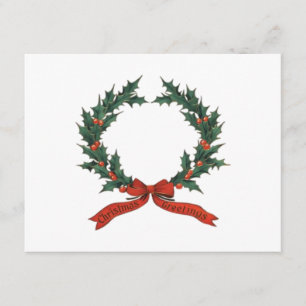 Carte D'accompagnement Couronne de vœux de Noël - Classique rouge et vert
