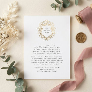 Carte D'accompagnement Couronne florale classique Monogramme Mariage