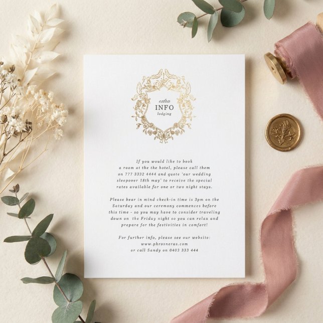 Carte D'accompagnement Couronne florale classique Monogramme Mariage (Créateur téléchargé)