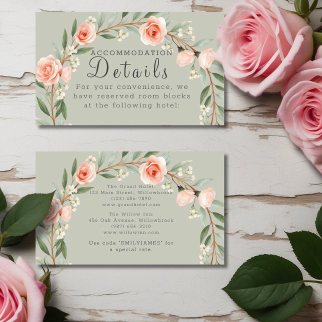 Carte D'accompagnement Couronne rose verte et romantique (Créateur téléchargé)