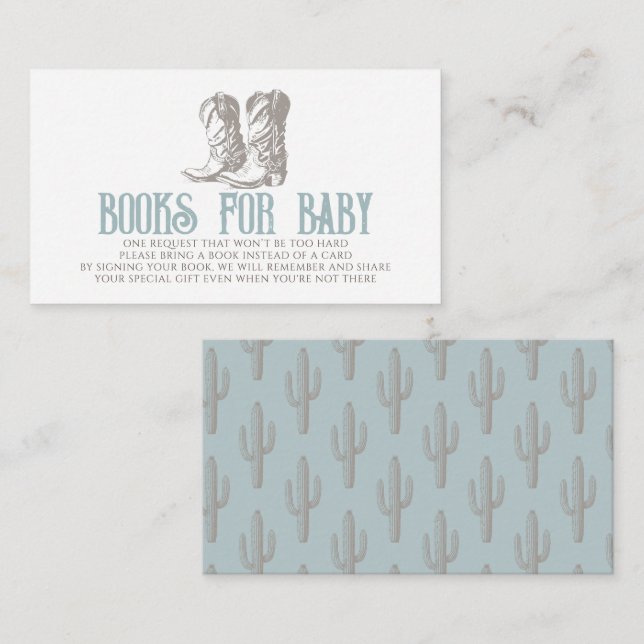 Carte D'accompagnement Cowboy Boots Shower Boy Blue Books for Baby (Devant / Derrière)