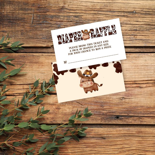 Carte D'accompagnement Cowboy chou chou chou tombole de l'ouest (Cowboy cute baby horse western horses ranch baby shower diaper raffle enclosure card raffle tickets)
