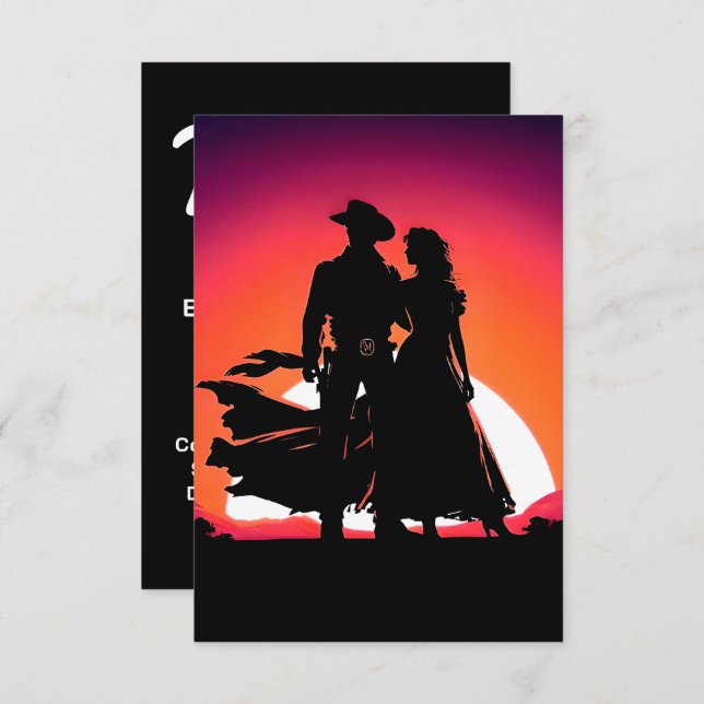 Carte D'accompagnement Cowboy et Cowgirl à Sundown (Devant / Derrière)