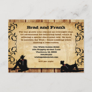 Carte D'accompagnement Cowboy Grooms Personnalisé Gay Mariage Hébergement