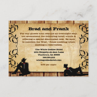 Carte D'accompagnement Cowboy Grooms Personnalisé Gay Mariage Hébergement
