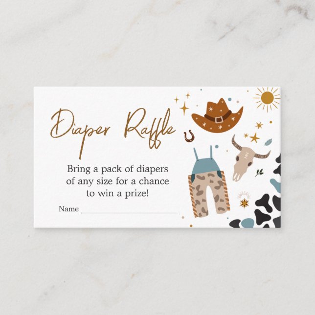 Carte D'accompagnement Cowboy Wild West Baby shower Déchets Raffle (Devant)